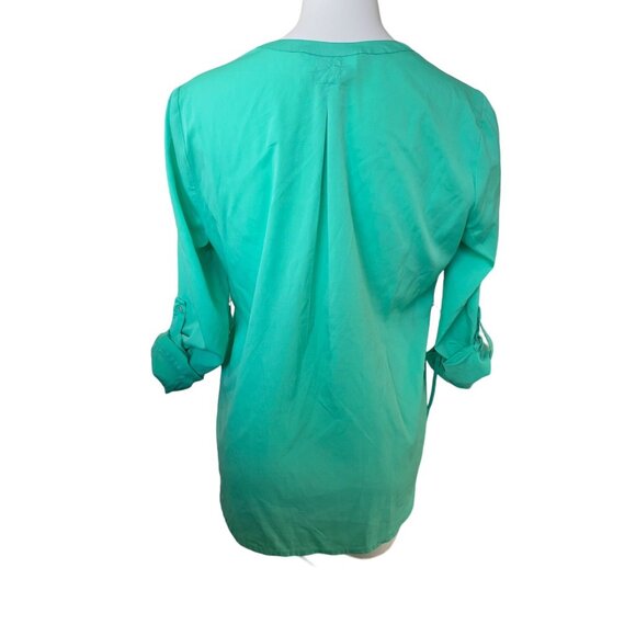 Motherhood Maternity Size Medium M Blouse Shirt Spring Summer Work Top Green *1C - Picture 2 of 9
